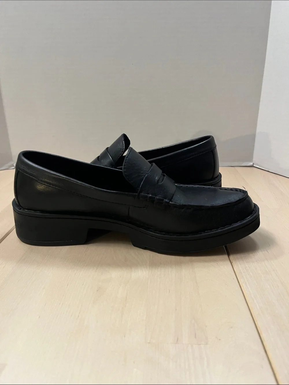 Born Black Leather Carrera Loafers Chunky Heeled Slip On Shoes Women’s 10 M